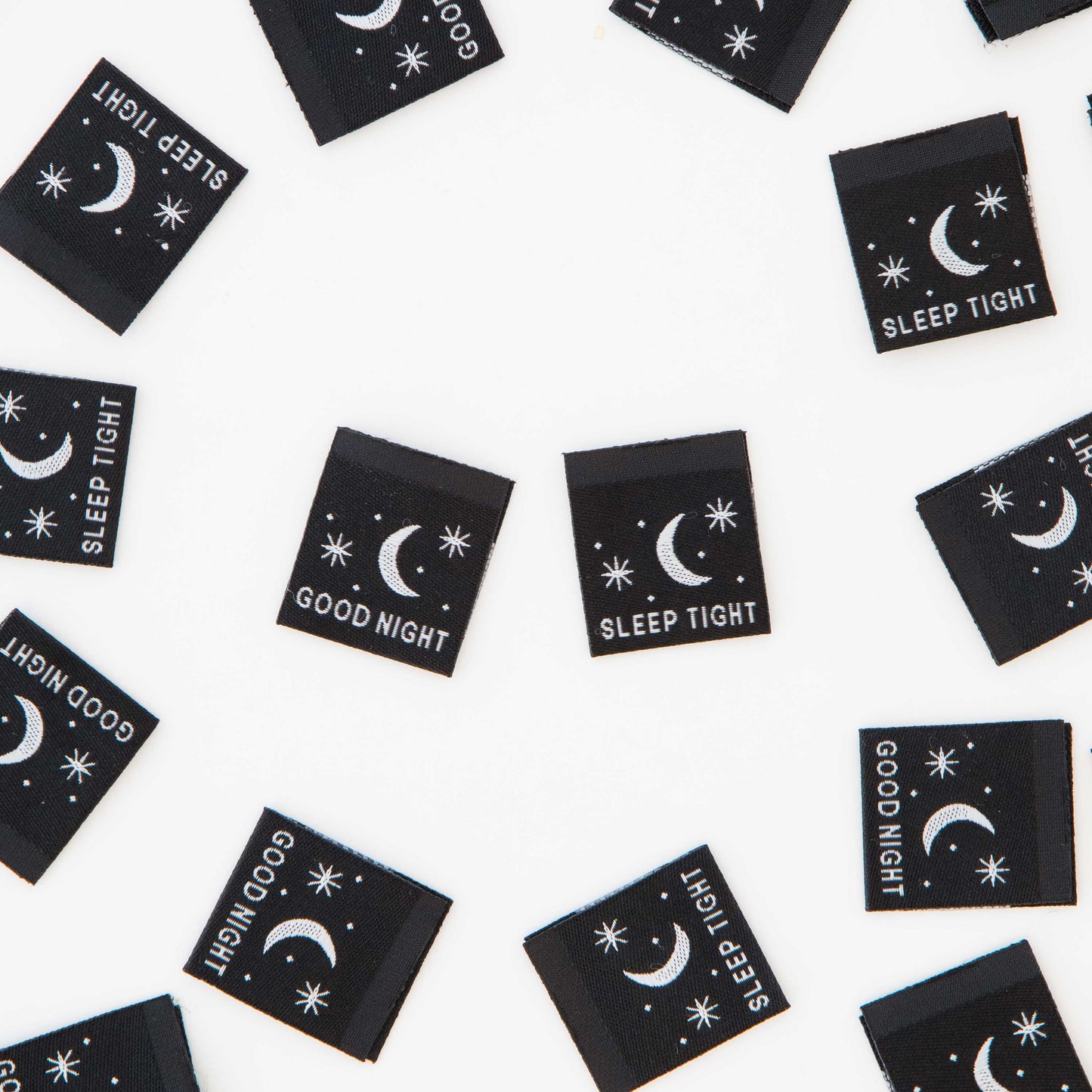 Notions: Sarah Hearts Good Night Sleep Tight Glow in the Dark Woven Sewing Labels -1 Pack