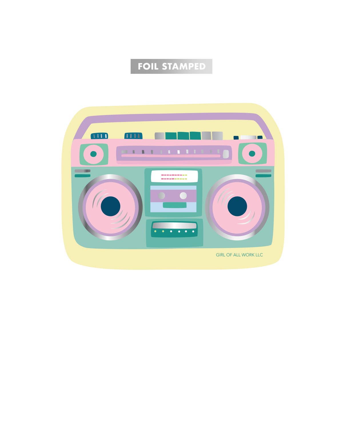 Stationary: Boombox Foil Stamped Vinyl Matte Sticker-( 2.2"X2.9")1 Sticker
