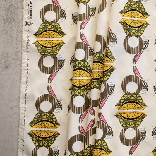Birch Fabrics: Organic Cotton Poplin 115 GSM Box Seat Charley Harper-by the half yard