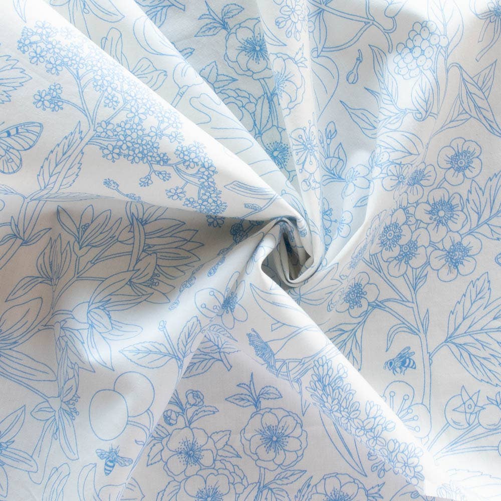 Organic Premium Cotton Line Art Porcelain Shirting Poplin 115gsm by Birch Fabrics- by the half yard