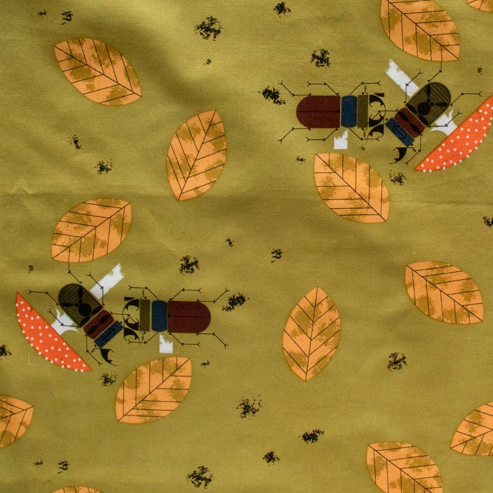 Organic Premium Cotton Beetle Battle Shirting Poplin 115gsm Charley Harper by Birch Fabrics- by the half yard