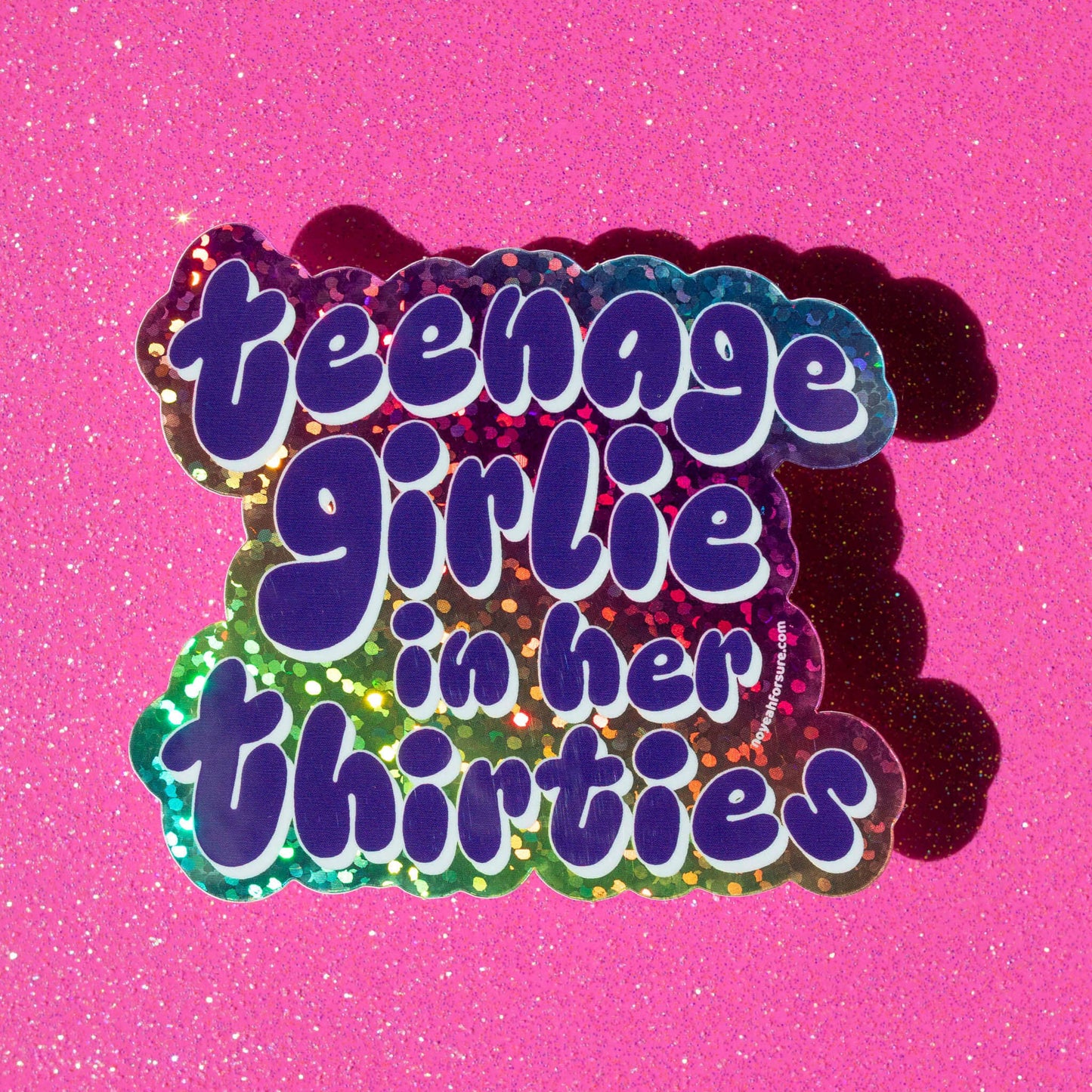 Local Artist Stationary: Teenage Girlie In Her Thirties Glitter Sticker-1 sticker