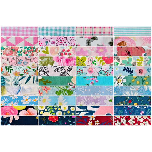 Quilting Fabric: 40-Piece Cotton 2.5'' x 10'' Mini Strips - Blossom Breeze Collection