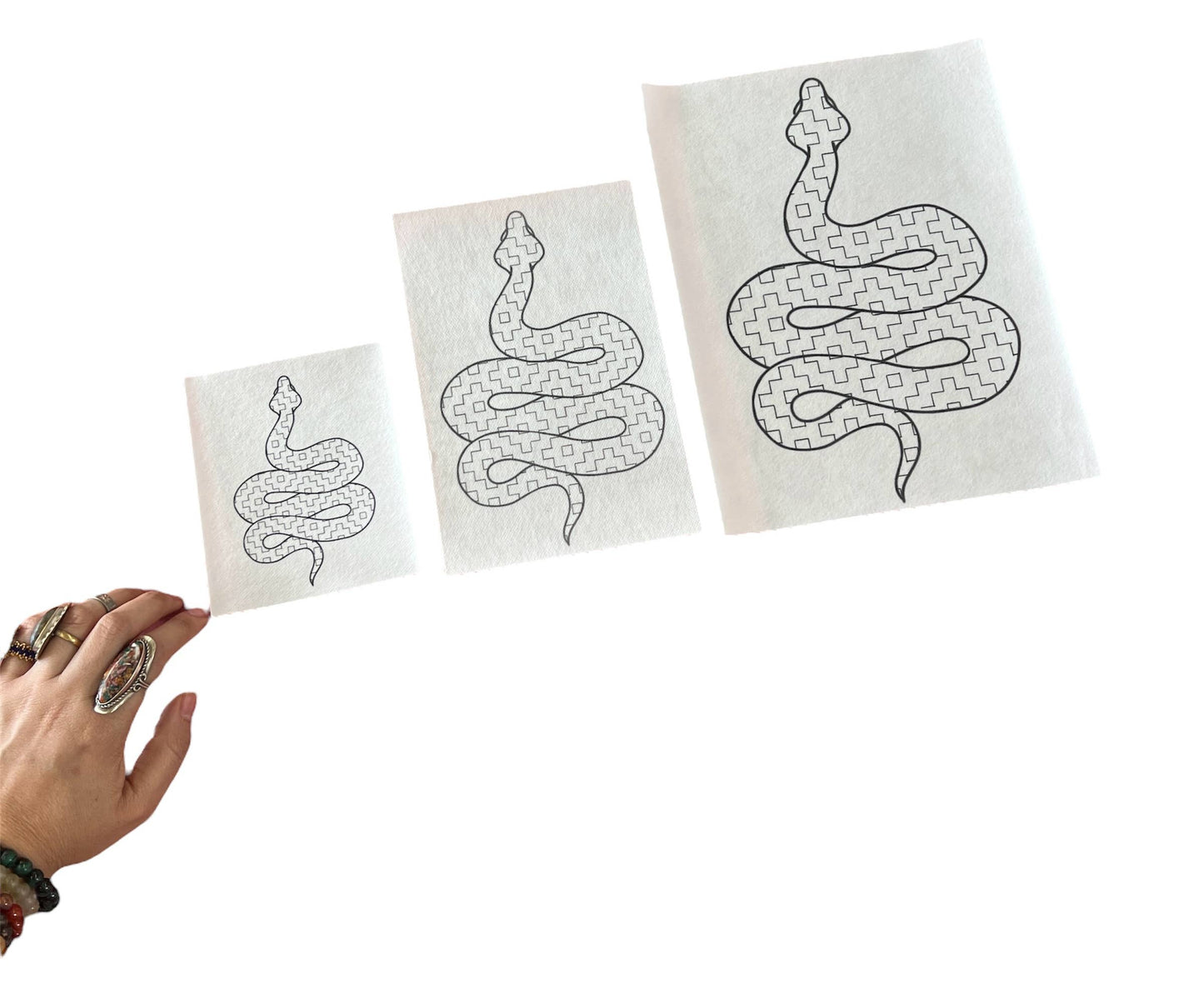 Sashiko Collection: Sashiko Snake - Visible Mending Stick and Stitch Pattern : Small- 1 Adhesive Transfer
