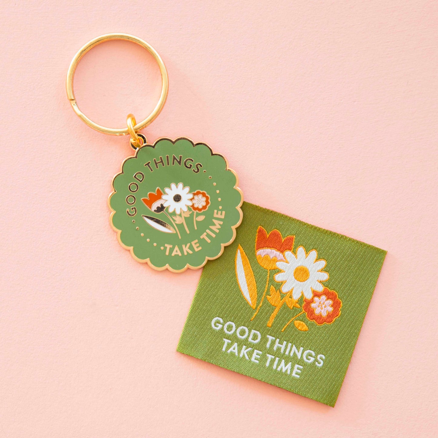 Sarah Hearts: Good Things Take Time Keychain -individual pack