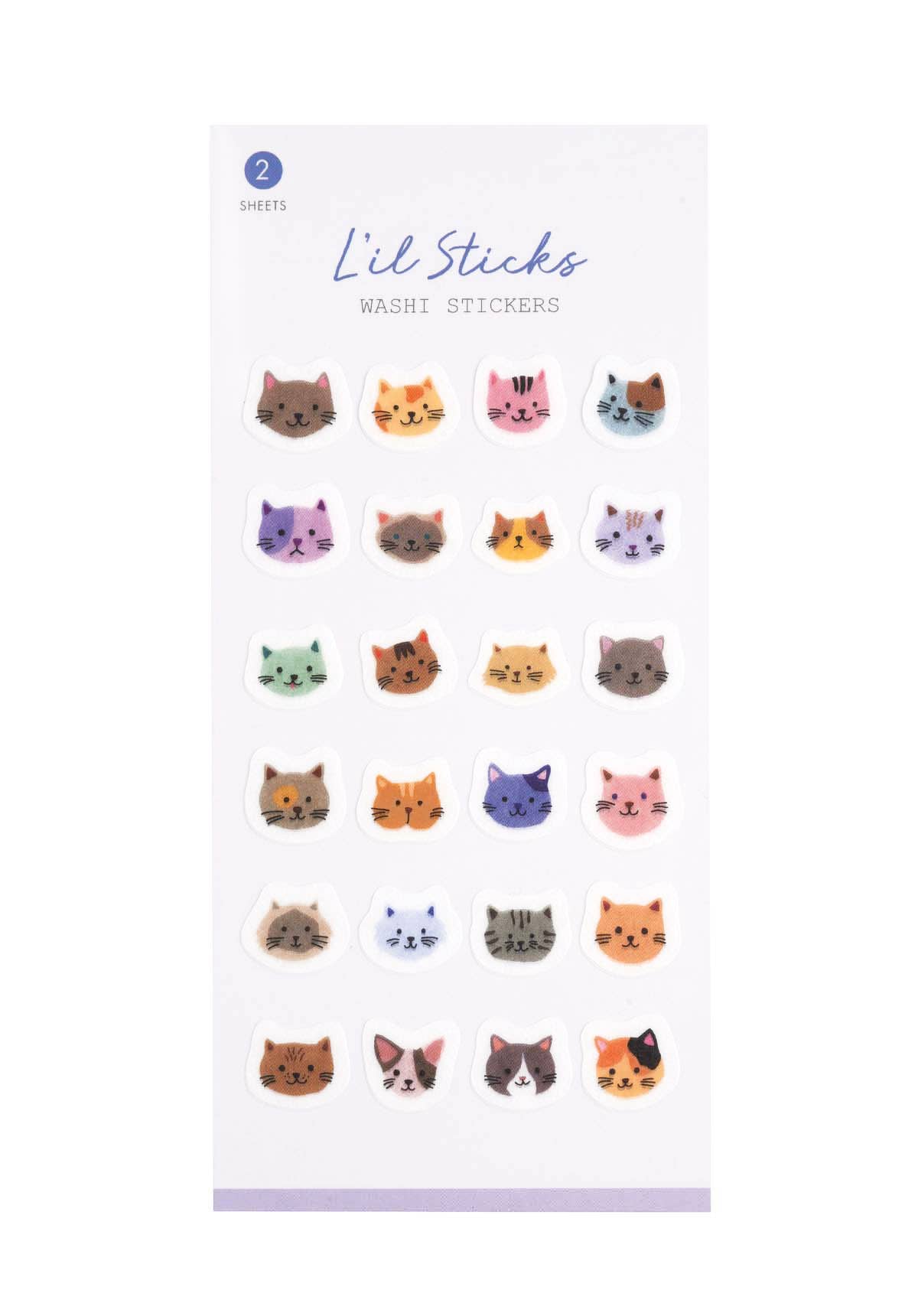 Stationary: Cats L’il Sticks Washi Stickers-1 pack ( 2 sheets)