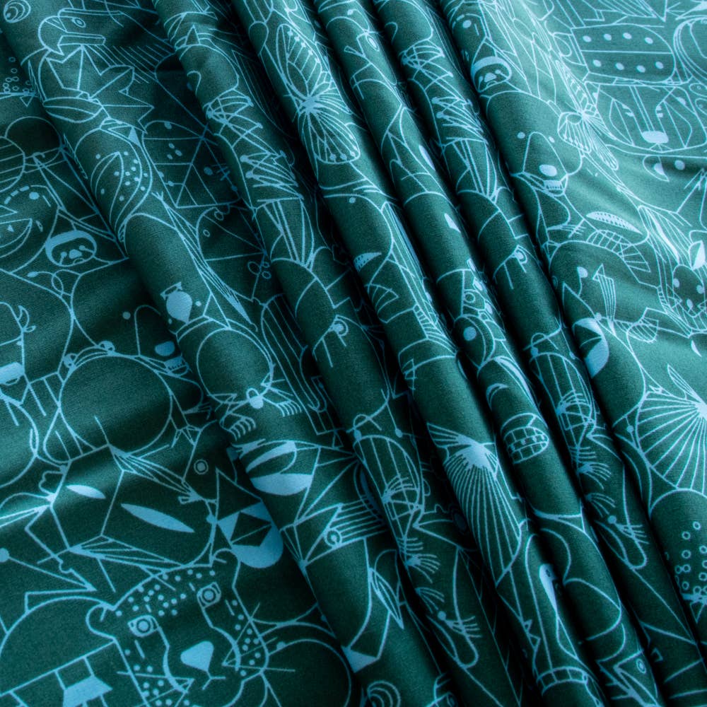 Premium Organic Cotton End Papers Evergreen Poplin by Charley Harper for Birch Fabrics- by the half yard