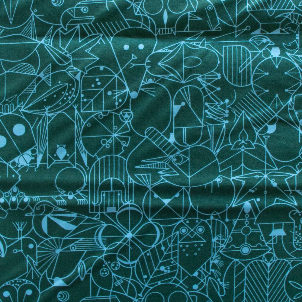 Premium Organic Cotton End Papers Evergreen Poplin by Charley Harper for Birch Fabrics- by the half yard