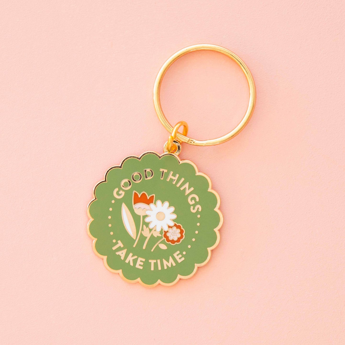 Sarah Hearts: Good Things Take Time Keychain -individual pack