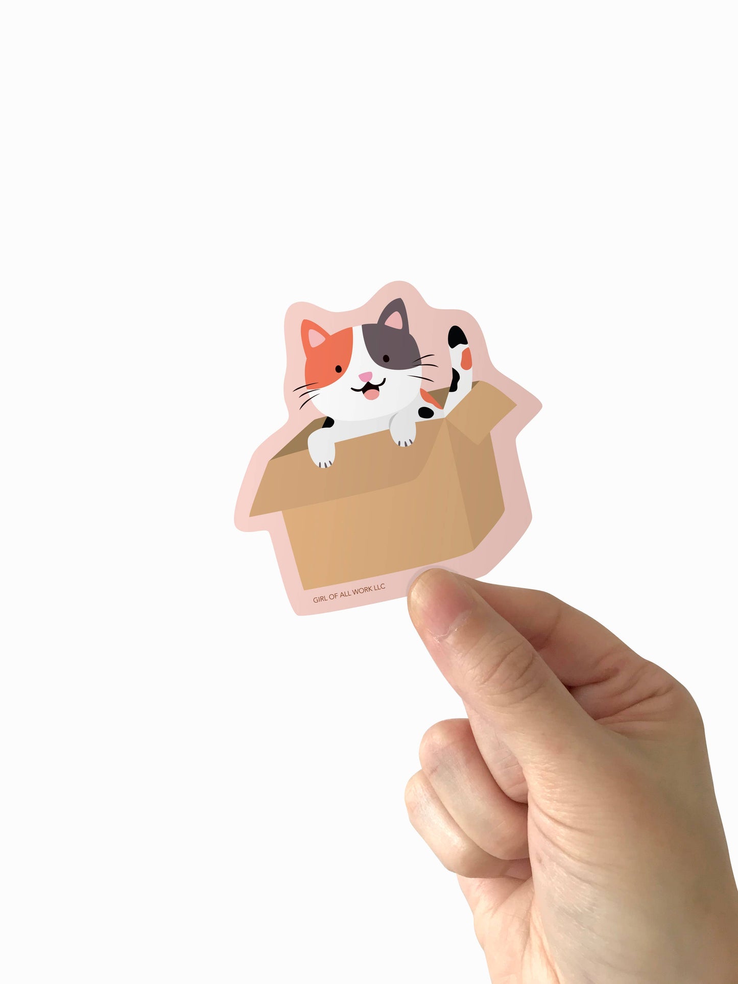 Stationary: Cat in a Box Vinyl Sticker- (2.6"X 2.7")- 1 Sticker