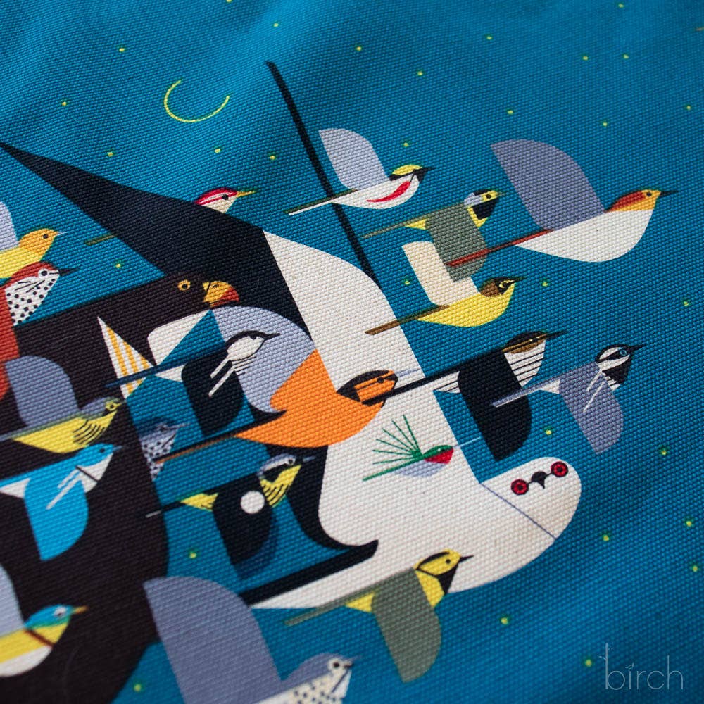End of Bolt: 2-1/8th yards of Premium Organic Cotton Iconic Charley Harper Missing Migrants Canvas 260 GSM by Birch Fabrics- remnant