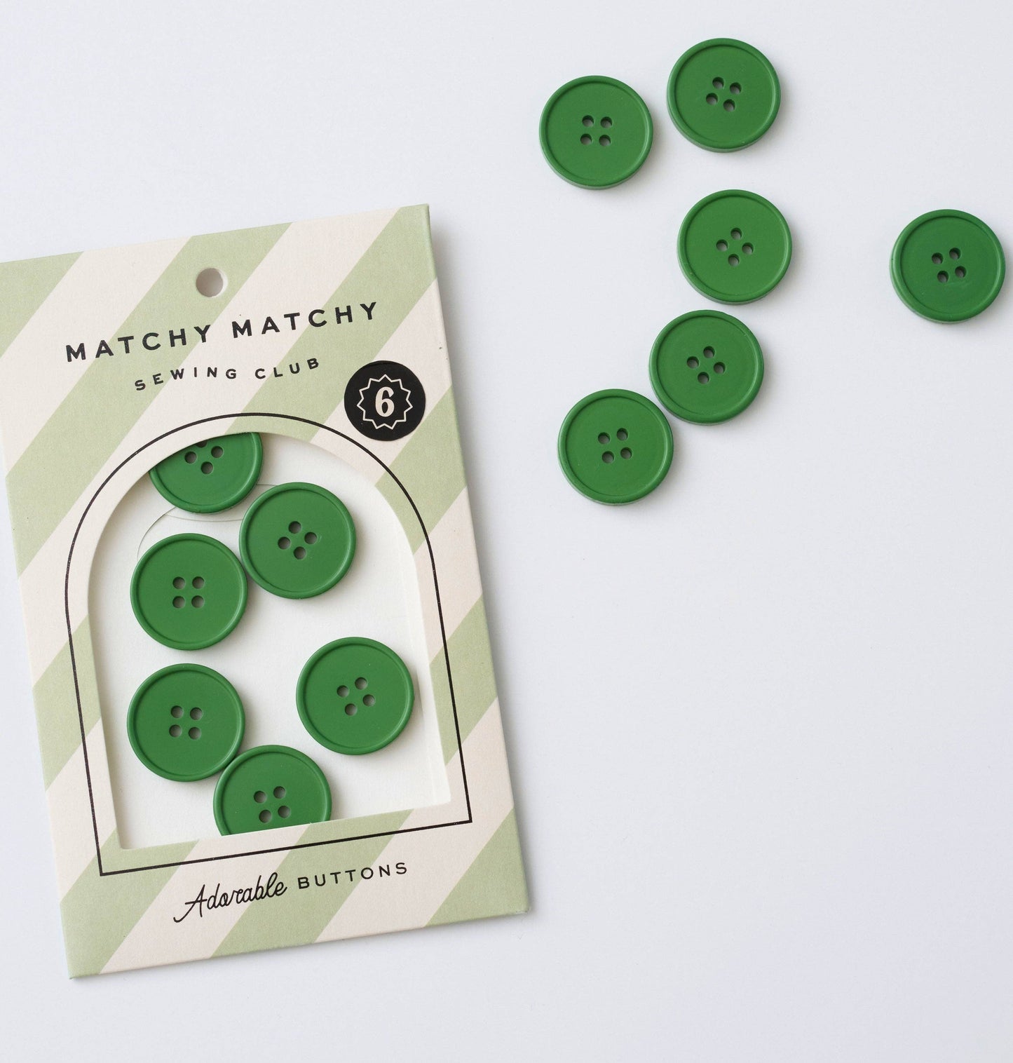Sewing Notions: Matchy Matchy Sewing Club Grass Retro Buttons: Set of 6 -1 pack