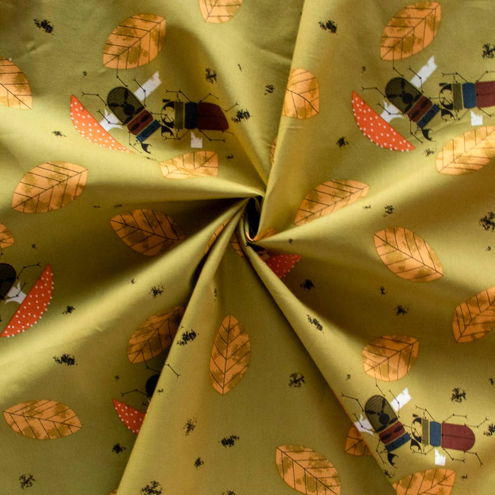 Organic Premium Cotton Beetle Battle Shirting Poplin 115gsm Charley Harper by Birch Fabrics- by the half yard