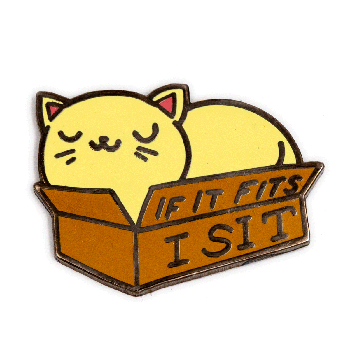 If It Fits I Sit Cat Enamel Pin- 1 pin