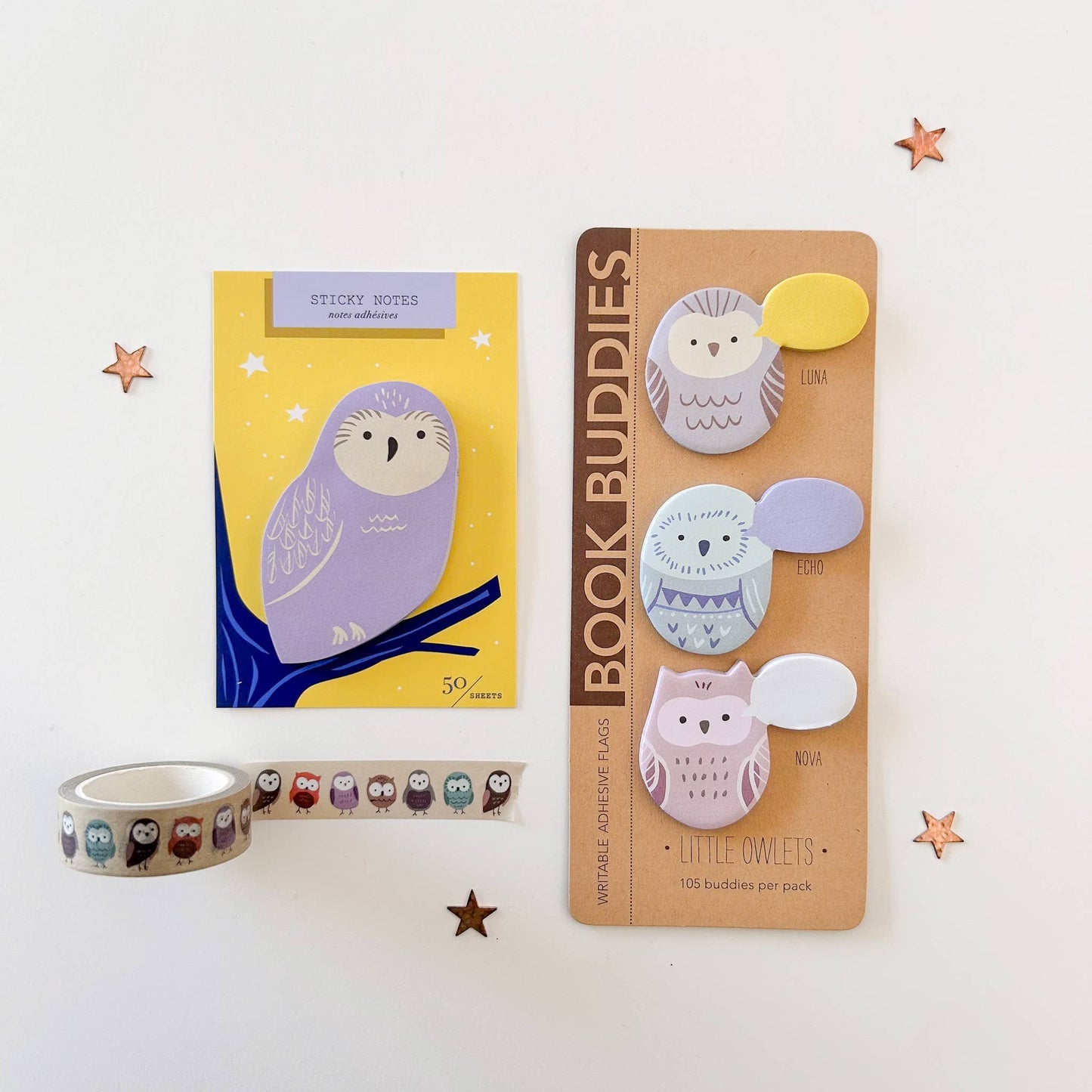 Stationary: Owl Die Cut Single Sticky Notes-1 Pack