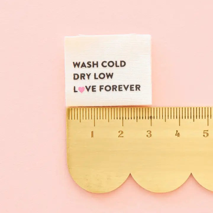 Notions: Sarah Hearts Woven Wash Cold Dry Low Organic Cotton Sewing and Quilting Labels - 1 Pack