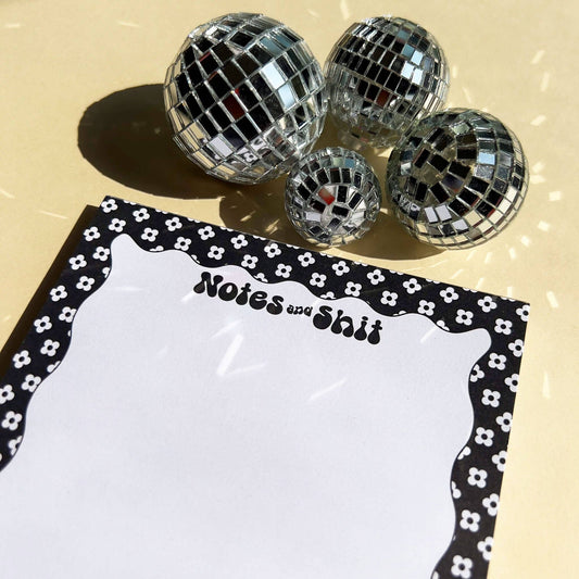 Local Artist Stationery: Notes & Shit Notepad | Daisy Black- 1 pack