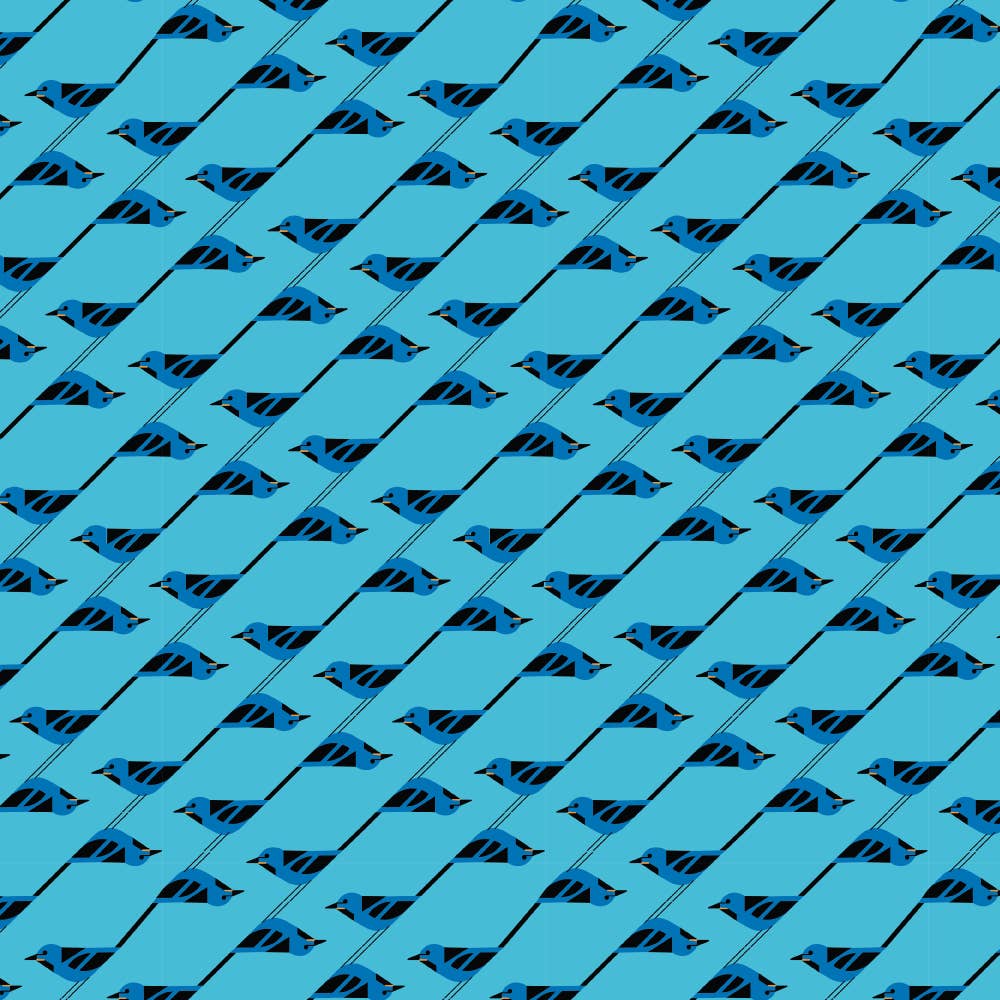 End of Bolt:2-1/4th yards of Organic Premium Bluebird Stagger Cotton Poplin 115GSM Charley Harper for Birch Fabrics-remnant