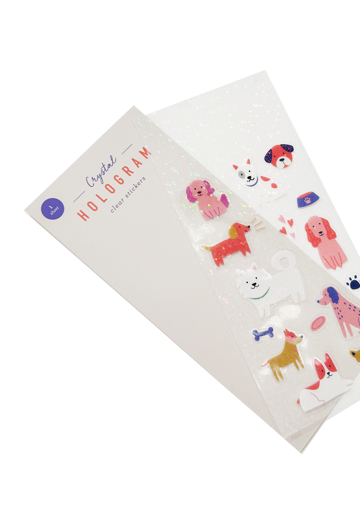Stationary: Dogs Crystal Hologram Clear Stickers-1 Sheet