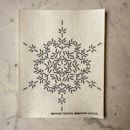 Sashiko and Mending Supplies: Snow Crystals Mending + Embellishment Wash Away Transfers ( 4 looks) -1 pack