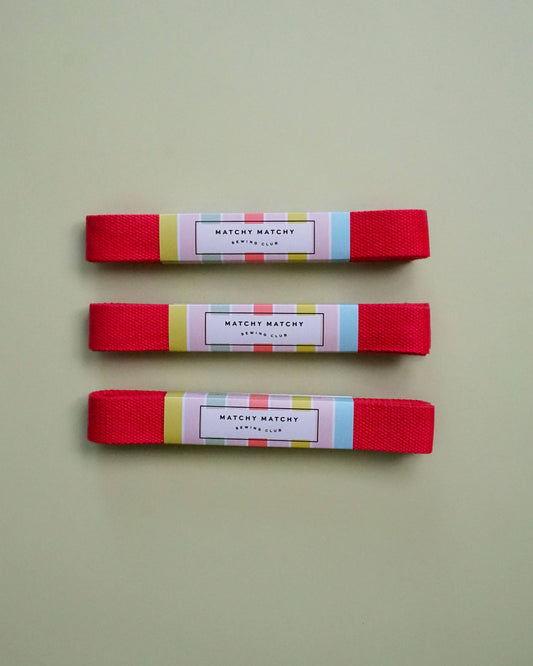 Sewing Notion: Matchy Matchy Sewing Club Red Webbing 1.25": 3 yards- 1 pack