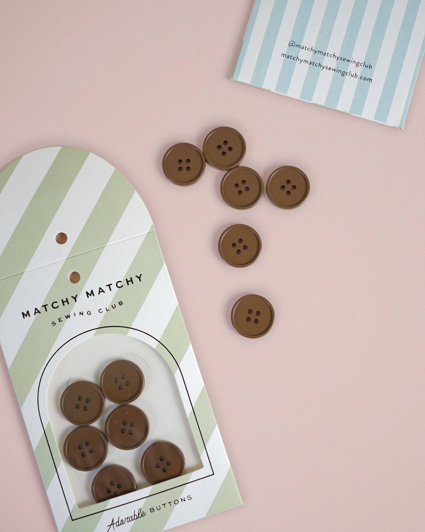 Sewing Notions: Cocoa Retro Buttons by Matchy Matchy Sewing Club: Set of 6-1 pack