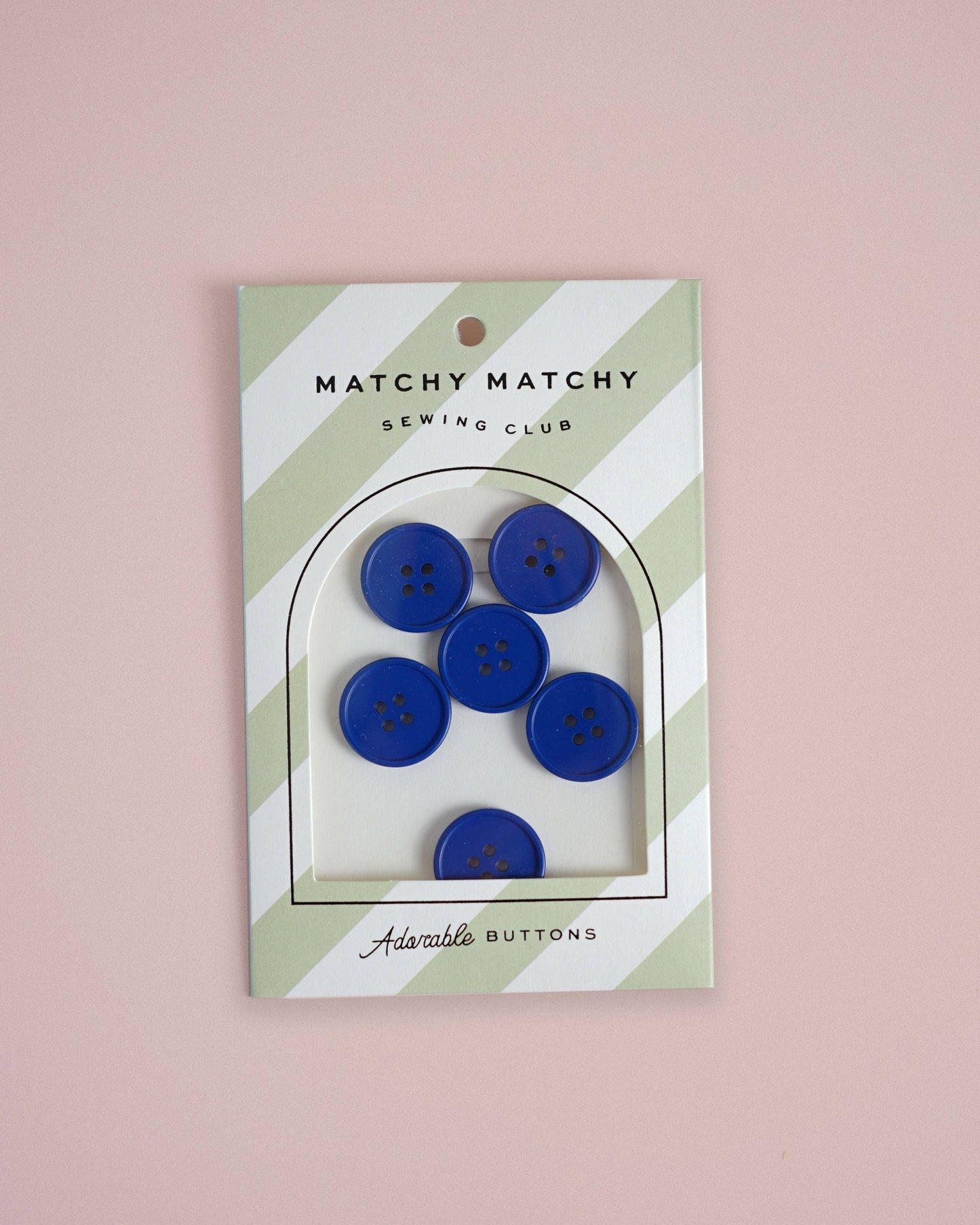Sewing Notions: Cobalt Retro Buttons by Matchy Matchy Sewing Club: Set of 6- 1 Pack