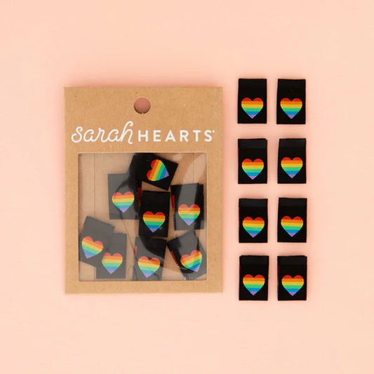 Notion: Sarah Hearts Labels Hearts Rainbow Multipack - Sewing Woven Clothing Label Tags-1 pack