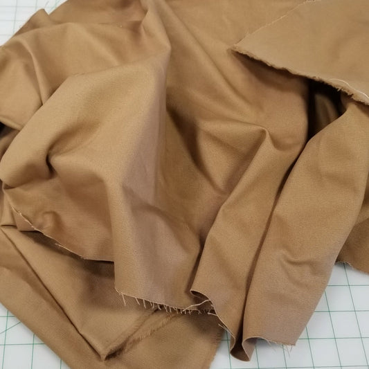 Designer Deadstock Brown Slight Stretch Cotton USA Canvas 8.5oz Solid Woven- by the yard