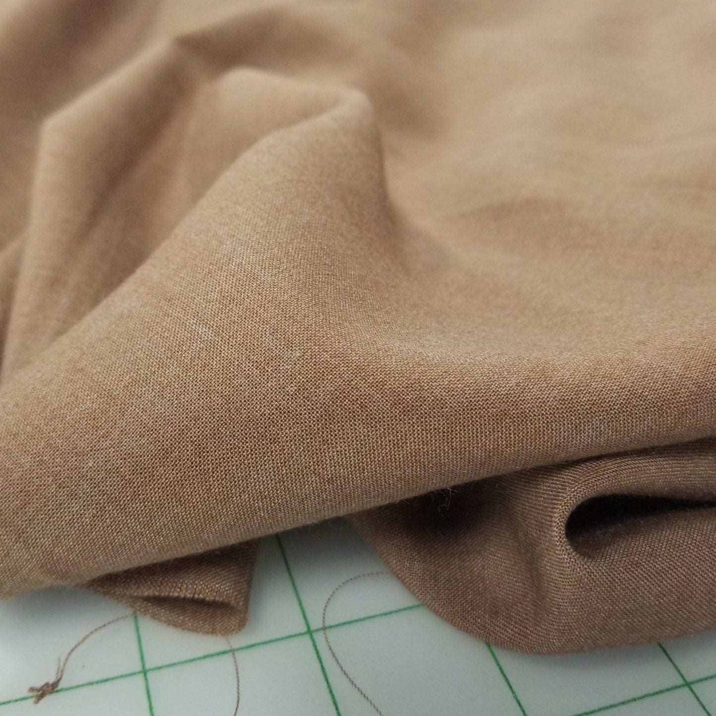 End of Bolt: 2.5 yards of Designer Deadstock Italian Wool Blend Suiting Caramel Brown Crosshatch Woven-remnant