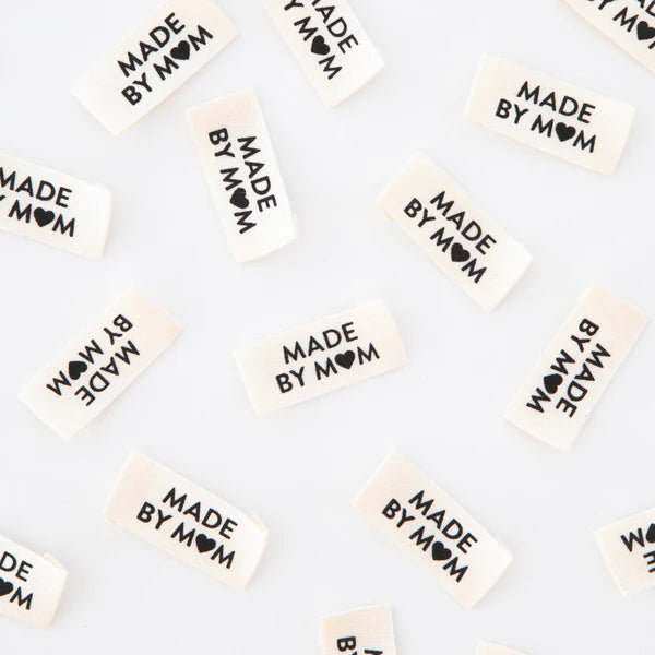 Notions: Sarah Hearts Woven- Made by Mom Organic Cotton Woven Labels- 1 Pack