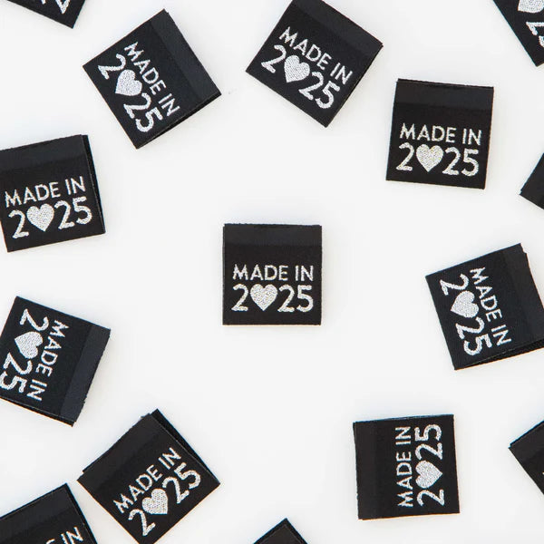 Notions: Sarah Hearts Woven- Made in 2025 Silver & Black Labels- 1 Pack