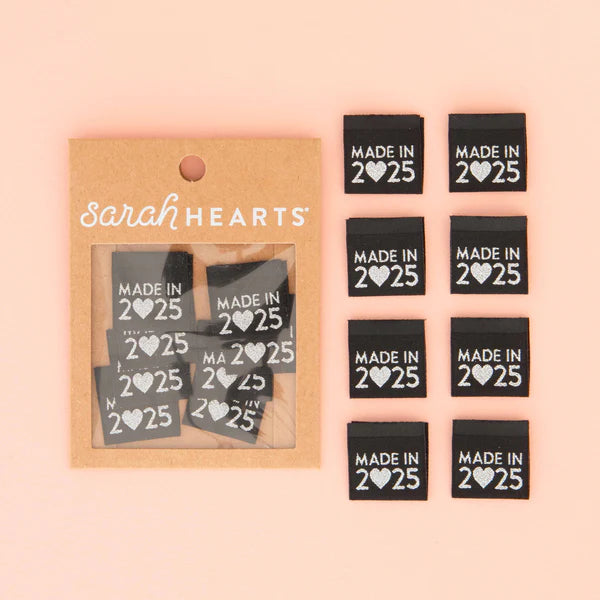 Notions: Sarah Hearts Woven- Made in 2025 Silver & Black Labels- 1 Pack