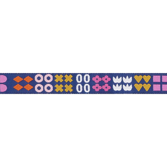 Ribbon: Shapely in Navy - 5/8" width - Woodland Park by Rashida Coleman Hale -by the yard