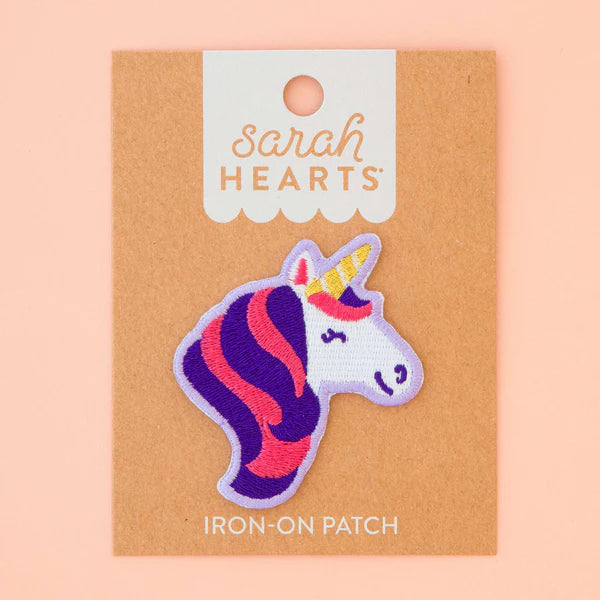 Notion: Sarah Hearts Woven Unicorn Iron On Patch- 1 pack