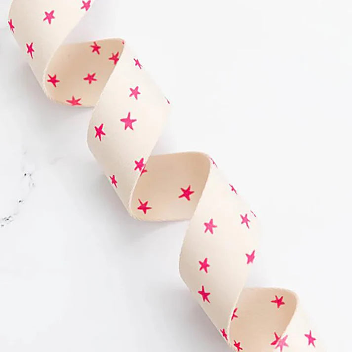 Webbing: Starry Webbing in Pink and Natural 1.5"inches by Stitch Supply Co - by the yard