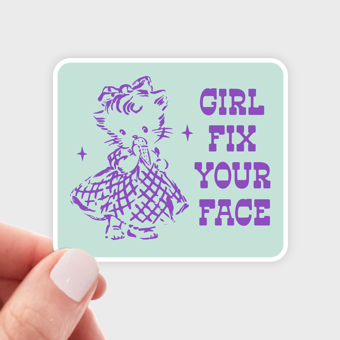Stickers and Stationary: Girl Fix Your Face Funny Cat Sticker