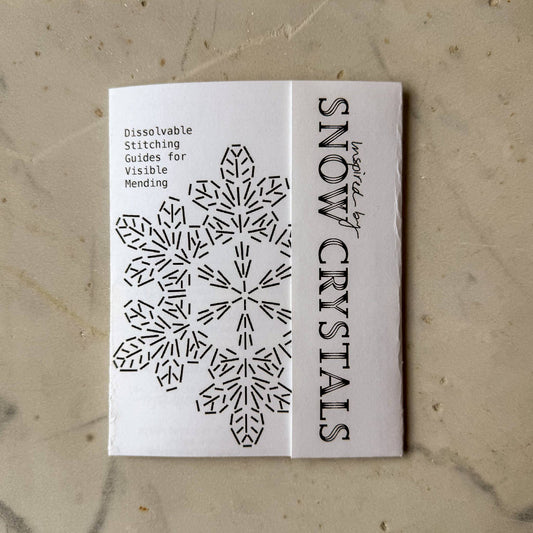 Sashiko and Mending Supplies: Snow Crystals Mending + Embellishment Wash Away Transfers ( 4 looks) -1 pack
