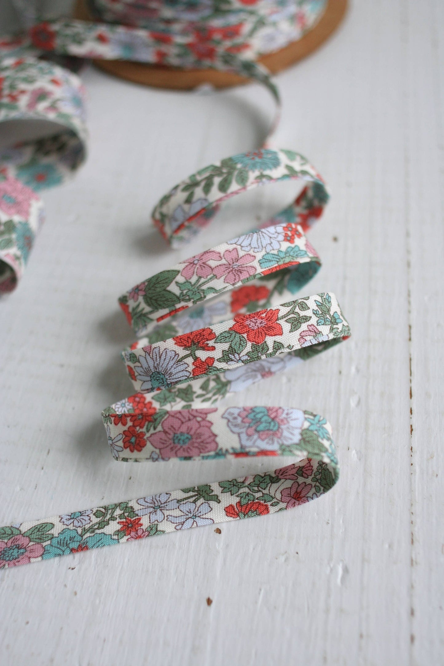 Web Only Sewing Supplies: 1/2" Double Fold Bias Binding -  Liberty Annabell C, Cotton- Price per Yard