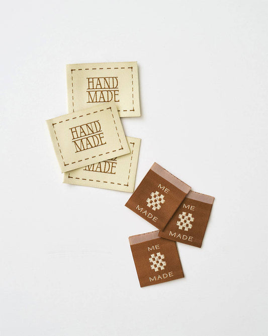 Sewing Labels: Handmade Stitched Frame Ginger Woven Garment Labels: Multi Set of 6-1 Pack