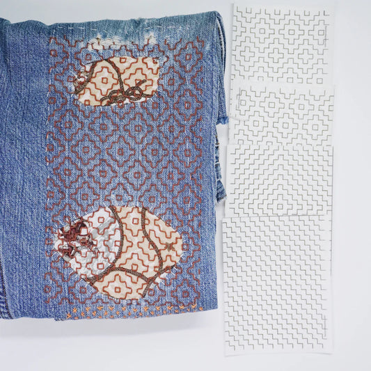 Sashiko and Visible Mending Collection: Sashiko Inspired Mending Stick and Stitch Patterns ( 4) Starter Pack #2