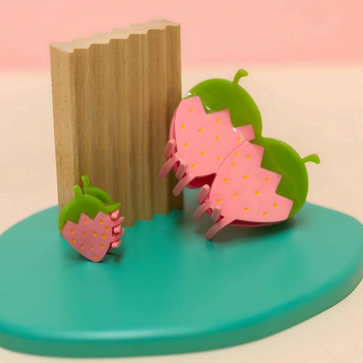 Hair Accessories: Jenny Lemons: Mini Pink Strawberry Hair Claw Clip 1.5" inch-1 Hair Clip