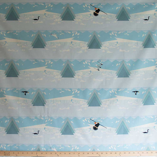 Birch Fabrics: Organic Cotton Poplin 115 GSM Glacier Shore by Charley Harper-by the half yard
