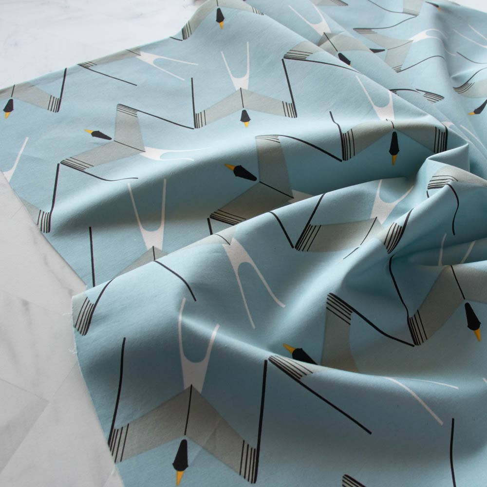 Birch Fabrics: 100% Organic Cotton Poplin Arctic Tern by Charley Harper 115 GSM- by the half yard