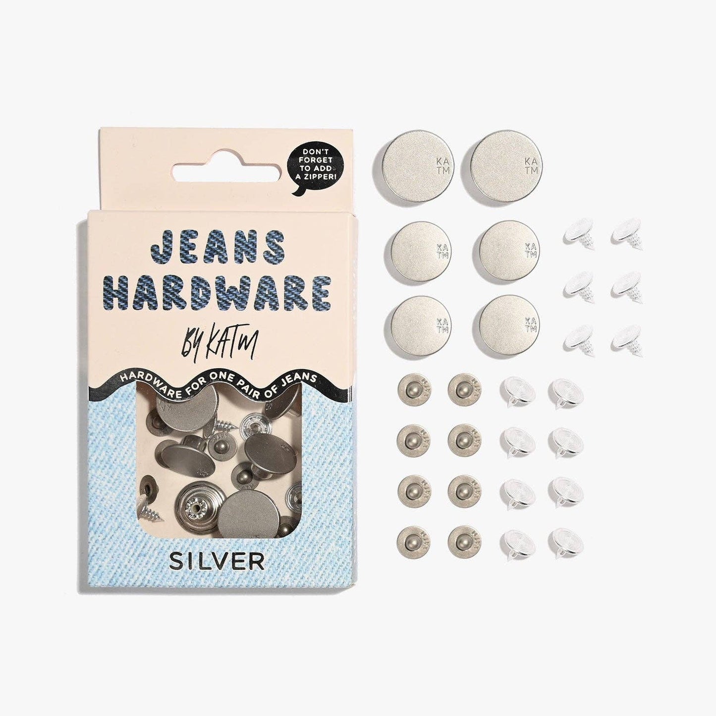 Sewing Supplies: Jeans Hardware Kit | Silver