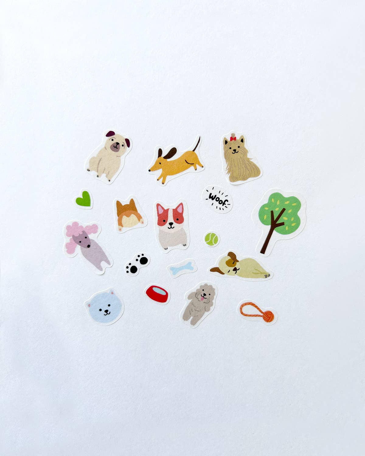 Stationary: Dogs Jumble Washi Stickers -3 sheets 4.36”x3.31”/ 40 Stickers