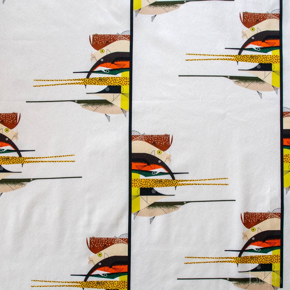 Birch Fabrics: Charley Harper Organic Cotton Gone Fishin Poplin-by the half yard