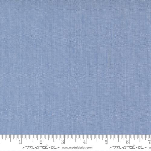 Moda Fabrics: 100% Cotton Chambray Shirting Woven Light Blue Woven- Price listed by the Half Yard