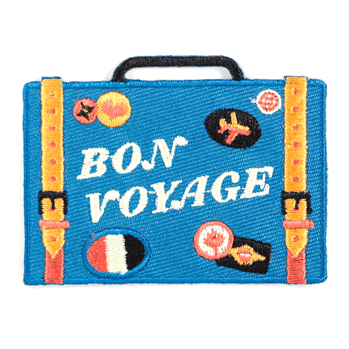 Bon Voyage Embroidered Iron-On Patch: 2.5" wide- 1 patch