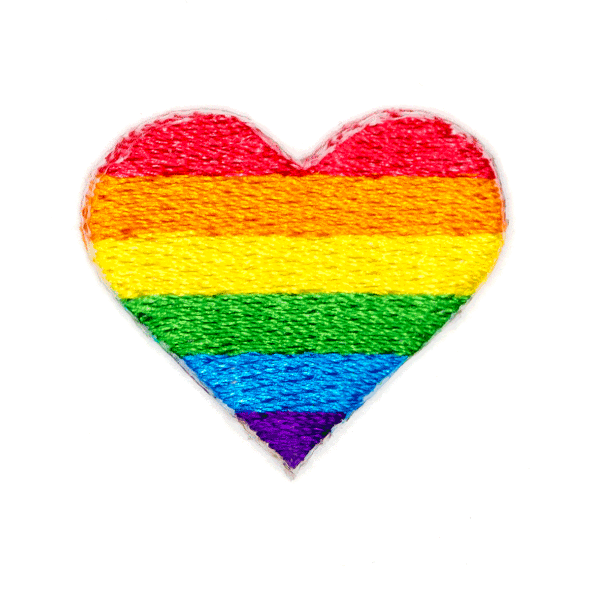 Rainbow Pride Heart Embroidered Sticker Patch: 1" x 1"- 1 patch